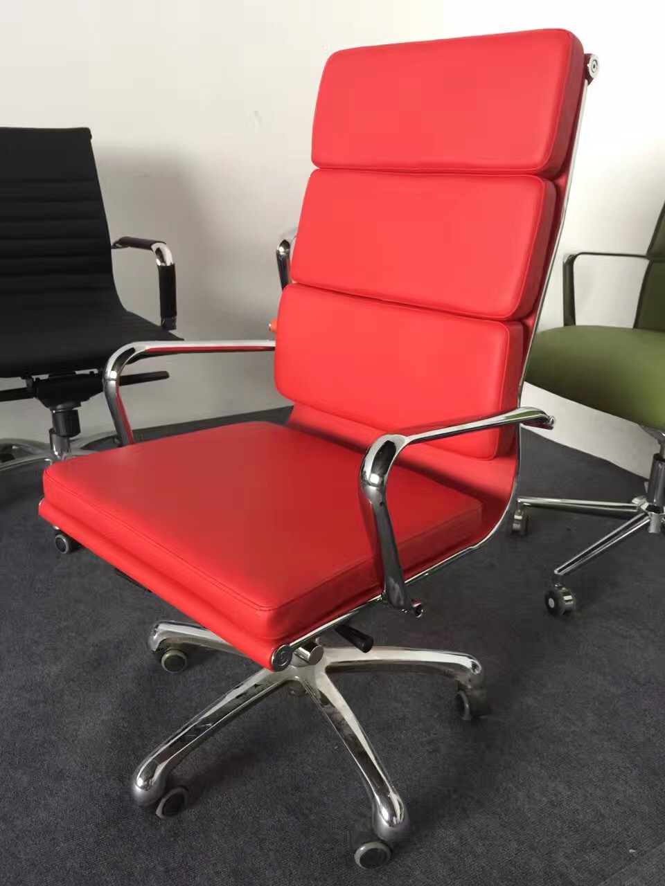 Red PVC Swivel Chair 2 